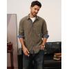 imagePJ PAUL JONES Mens Corduroy Button Down Shirt Long Sleeve Casual Collared Wrinkle Free Shirts with PocketKhaki