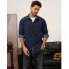 imagePJ PAUL JONES Mens Corduroy Button Down Shirt Long Sleeve Casual Collared Wrinkle Free Shirts with PocketNavy Blue