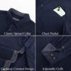 imagePJ PAUL JONES Mens Corduroy Button Down Shirt Long Sleeve Casual Collared Wrinkle Free Shirts with PocketNavy Blue