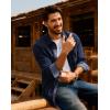 imagePJ PAUL JONES Mens Corduroy Button Down Shirt Long Sleeve Casual Collared Wrinkle Free Shirts with PocketNavy Blue