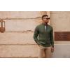 imagePJ PAUL JONES Mens Full Zipper Cardigan Casual Stand Collar Cardigan Sweater Ribbed Knit Long Sleeve SweaterArmy Green