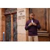 imagePJ PAUL JONES Mens Full Zipper Cardigan Casual Stand Collar Cardigan Sweater Ribbed Knit Long Sleeve SweaterBurgundy