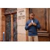 imagePJ PAUL JONES Mens Full Zipper Cardigan Casual Stand Collar Cardigan Sweater Ribbed Knit Long Sleeve SweaterDark Blue