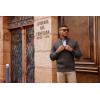 imagePJ PAUL JONES Mens Full Zipper Cardigan Casual Stand Collar Cardigan Sweater Ribbed Knit Long Sleeve SweaterDark Coffee