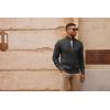imagePJ PAUL JONES Mens Full Zipper Cardigan Casual Stand Collar Cardigan Sweater Ribbed Knit Long Sleeve SweaterDark Grey