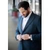 imagePJ PAUL JONES Mens Herringbone Blazer Vintage Tweed Wool Blend Sport Coat JacketNavy Blue32
