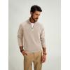 imagePJ PAUL JONES Mens Quarter Zip Pullover Sweater Turtleneck Raglan Long Sleeve SweatersBeige