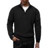 imagePJ PAUL JONES Mens Quarter Zip Pullover Sweater Turtleneck Raglan Long Sleeve SweatersBlack