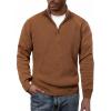imagePJ PAUL JONES Mens Quarter Zip Pullover Sweater Turtleneck Raglan Long Sleeve SweatersBrown