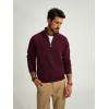 imagePJ PAUL JONES Mens Quarter Zip Pullover Sweater Turtleneck Raglan Long Sleeve SweatersBurgundy