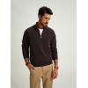 imagePJ PAUL JONES Mens Quarter Zip Pullover Sweater Turtleneck Raglan Long Sleeve SweatersCoffee