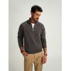 imagePJ PAUL JONES Mens Quarter Zip Pullover Sweater Turtleneck Raglan Long Sleeve SweatersKhaki