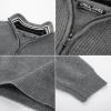 imagePJ PAUL JONES Mens Quarter Zip Pullover Sweater Turtleneck Raglan Long Sleeve SweatersLight Grey
