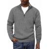 imagePJ PAUL JONES Mens Quarter Zip Pullover Sweater Turtleneck Raglan Long Sleeve SweatersLight Grey
