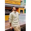 imagePJ PAUL JONES Mens Quarter Zip Pullover Sweaters Casual Slim Fit Knit Texture SweaterApricot