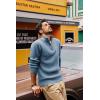 imagePJ PAUL JONES Mens Quarter Zip Pullover Sweaters Casual Slim Fit Knit Texture SweaterBlue Gray