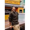 imagePJ PAUL JONES Mens Quarter Zip Pullover Sweaters Casual Slim Fit Knit Texture SweaterDark Coffee