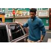 imagePJ PAUL JONES Mens Quarter Zip Pullover Sweaters Casual Slim Fit Knit Texture SweaterLake Blue