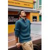imagePJ PAUL JONES Mens Quarter Zip Pullover Sweaters Casual Slim Fit Knit Texture SweaterLake Blue