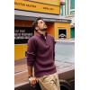 imagePJ PAUL JONES Mens Quarter Zip Pullover Sweaters Casual Slim Fit Knit Texture SweaterWine Red