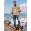 imagePJ PAUL JONES Mens Quarter Zip Sweater Slim Fit Casual Pullover Sweater Mock Neck Polo SweatersApricot