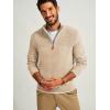 imagePJ PAUL JONES Mens Quarter Zip Sweater Slim Fit Casual Pullover Sweater Mock Neck Polo SweatersApricot