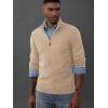 imagePJ PAUL JONES Mens Quarter Zip Sweater Slim Fit Casual Pullover Sweater Mock Neck Polo SweatersApricot