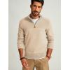 imagePJ PAUL JONES Mens Quarter Zip Sweater Slim Fit Casual Pullover Sweater Mock Neck Polo SweatersApricot