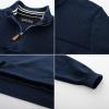 imagePJ PAUL JONES Mens Quarter Zip Sweater Slim Fit Casual Pullover Sweater Mock Neck Polo SweatersDark Blue