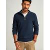 imagePJ PAUL JONES Mens Quarter Zip Sweater Slim Fit Casual Pullover Sweater Mock Neck Polo SweatersDark Blue