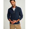 imagePJ PAUL JONES Mens Quarter Zip Sweater Slim Fit Casual Pullover Sweater Mock Neck Polo SweatersDark Blue