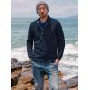 imagePJ PAUL JONES Mens Quarter Zip Sweater Slim Fit Casual Pullover Sweater Mock Neck Polo SweatersDark Blue