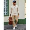 imagePJ PAUL JONES Mens Quarter Zip Sweaters Slim Fit Long Sleeve Casual Pullover Sweater Knit Textured Mock Neck Polo SweatersBeige