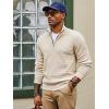 imagePJ PAUL JONES Mens Quarter Zip Sweaters Slim Fit Long Sleeve Casual Pullover Sweater Knit Textured Mock Neck Polo SweatersBeige