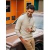 imagePJ PAUL JONES Mens Quarter Zip Sweaters Slim Fit Long Sleeve Casual Pullover Sweater Knit Textured Mock Neck Polo SweatersBeige