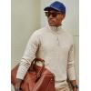 imagePJ PAUL JONES Mens Quarter Zip Sweaters Slim Fit Long Sleeve Casual Pullover Sweater Knit Textured Mock Neck Polo SweatersBeige