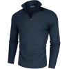 imagePJ PAUL JONES Mens Quarter Zip Sweaters Slim Fit Long Sleeve Casual Pullover Sweater Knit Textured Mock Neck Polo SweatersBlue