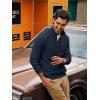 imagePJ PAUL JONES Mens Quarter Zip Sweaters Slim Fit Long Sleeve Casual Pullover Sweater Knit Textured Mock Neck Polo SweatersBlue