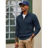 imagePJ PAUL JONES Mens Quarter Zip Sweaters Slim Fit Long Sleeve Casual Pullover Sweater Knit Textured Mock Neck Polo SweatersBlue
