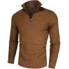 imagePJ PAUL JONES Mens Quarter Zip Sweaters Slim Fit Long Sleeve Casual Pullover Sweater Knit Textured Mock Neck Polo SweatersBrown