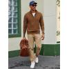 imagePJ PAUL JONES Mens Quarter Zip Sweaters Slim Fit Long Sleeve Casual Pullover Sweater Knit Textured Mock Neck Polo SweatersBrown