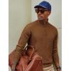 imagePJ PAUL JONES Mens Quarter Zip Sweaters Slim Fit Long Sleeve Casual Pullover Sweater Knit Textured Mock Neck Polo SweatersBrown