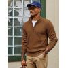 imagePJ PAUL JONES Mens Quarter Zip Sweaters Slim Fit Long Sleeve Casual Pullover Sweater Knit Textured Mock Neck Polo SweatersBrown