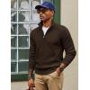 imagePJ PAUL JONES Mens Quarter Zip Sweaters Slim Fit Long Sleeve Casual Pullover Sweater Knit Textured Mock Neck Polo SweatersCoffee