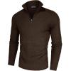 imagePJ PAUL JONES Mens Quarter Zip Sweaters Slim Fit Long Sleeve Casual Pullover Sweater Knit Textured Mock Neck Polo SweatersCoffee