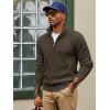 imagePJ PAUL JONES Mens Quarter Zip Sweaters Slim Fit Long Sleeve Casual Pullover Sweater Knit Textured Mock Neck Polo SweatersDark Brown