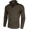 imagePJ PAUL JONES Mens Quarter Zip Sweaters Slim Fit Long Sleeve Casual Pullover Sweater Knit Textured Mock Neck Polo SweatersDark Brown