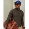 imagePJ PAUL JONES Mens Quarter Zip Sweaters Slim Fit Long Sleeve Casual Pullover Sweater Knit Textured Mock Neck Polo SweatersDark Brown