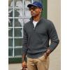 imagePJ PAUL JONES Mens Quarter Zip Sweaters Slim Fit Long Sleeve Casual Pullover Sweater Knit Textured Mock Neck Polo SweatersDark Grey