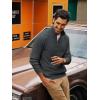 imagePJ PAUL JONES Mens Quarter Zip Sweaters Slim Fit Long Sleeve Casual Pullover Sweater Knit Textured Mock Neck Polo SweatersDark Grey